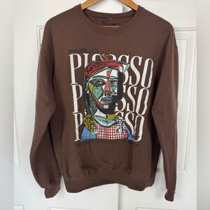 Bowery Supply Co PABLO PICASSO Crewneck‎ Brown Size M Pullover Sweatshirt Unisex